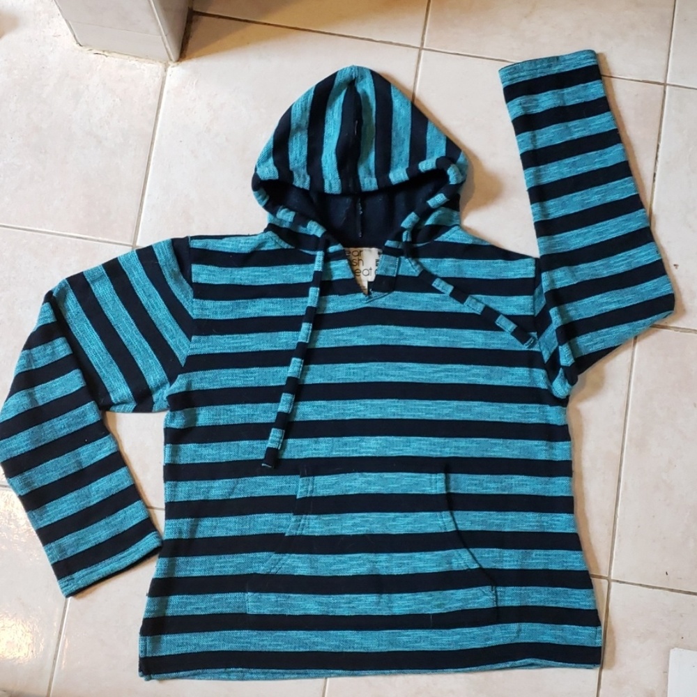 Linen/fleece striped hoodie by WAS WEAR REPEAT